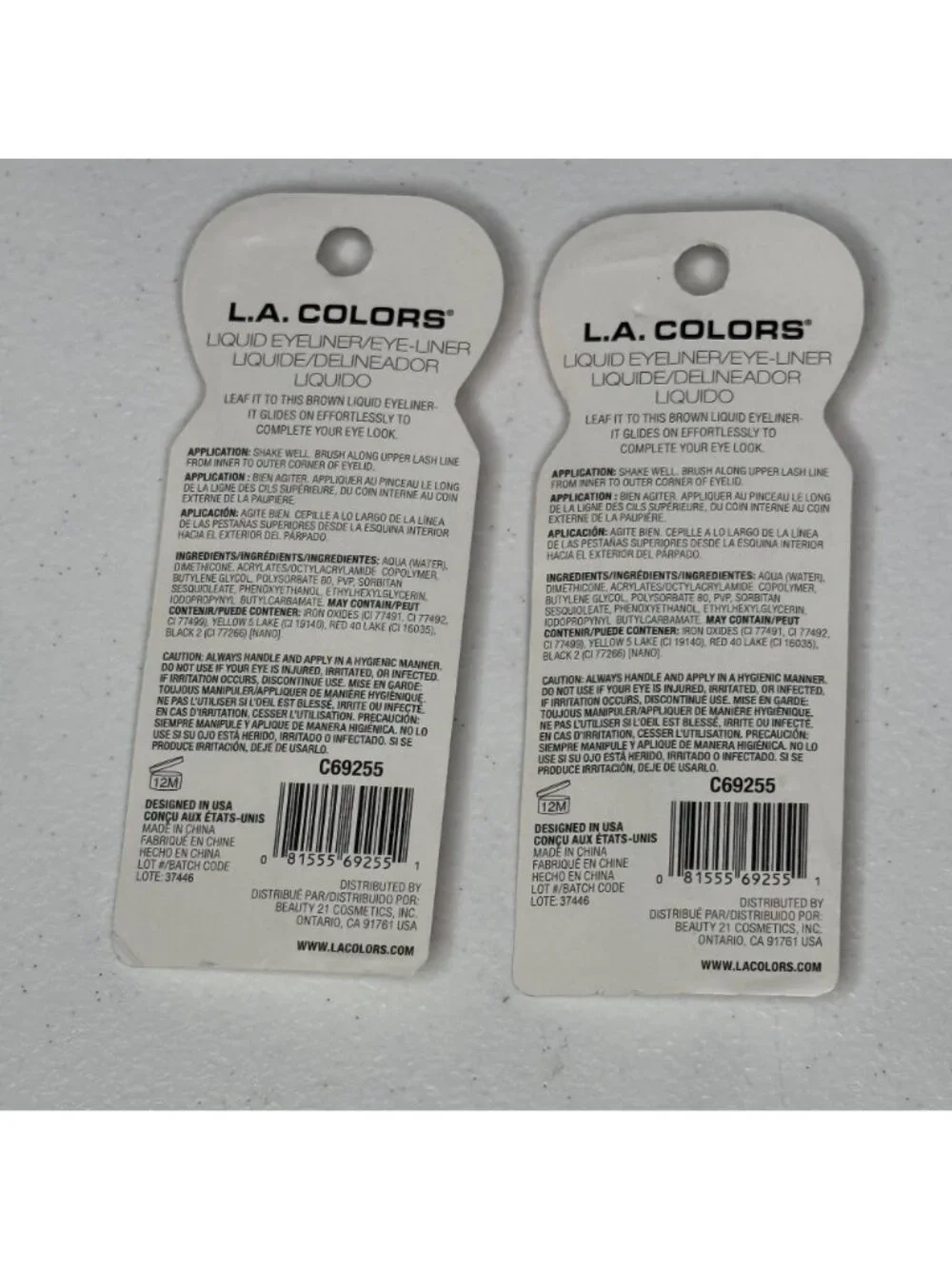 LA Colors Liquid Eyeliner Brown 2 Pack Eye Makeup Long Wear Sealed New